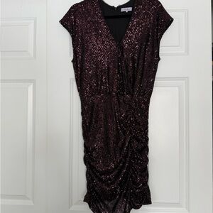 Parker Sequin Mini Dress in Rich Burgundy